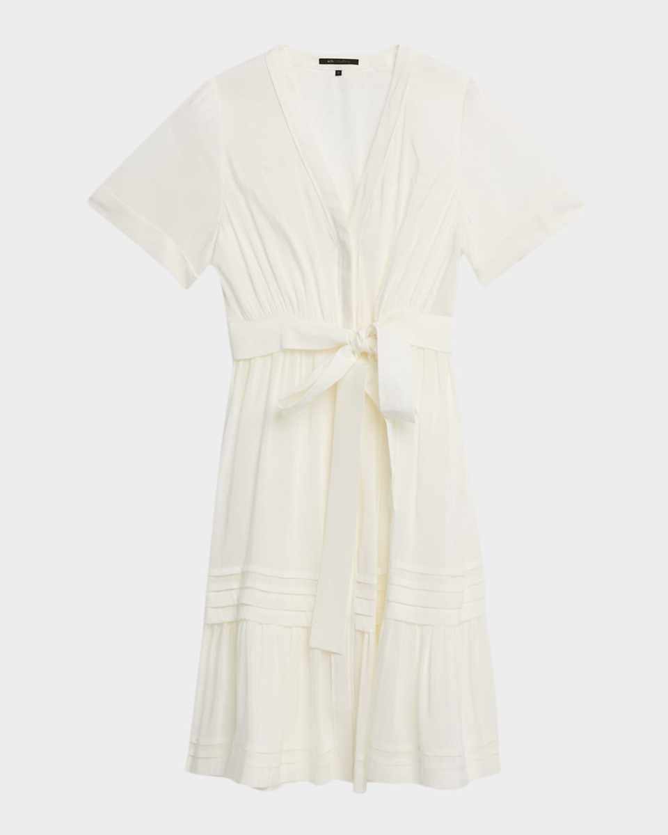 Miranda Pintuck Tiered Linen-Silk Midi Dress